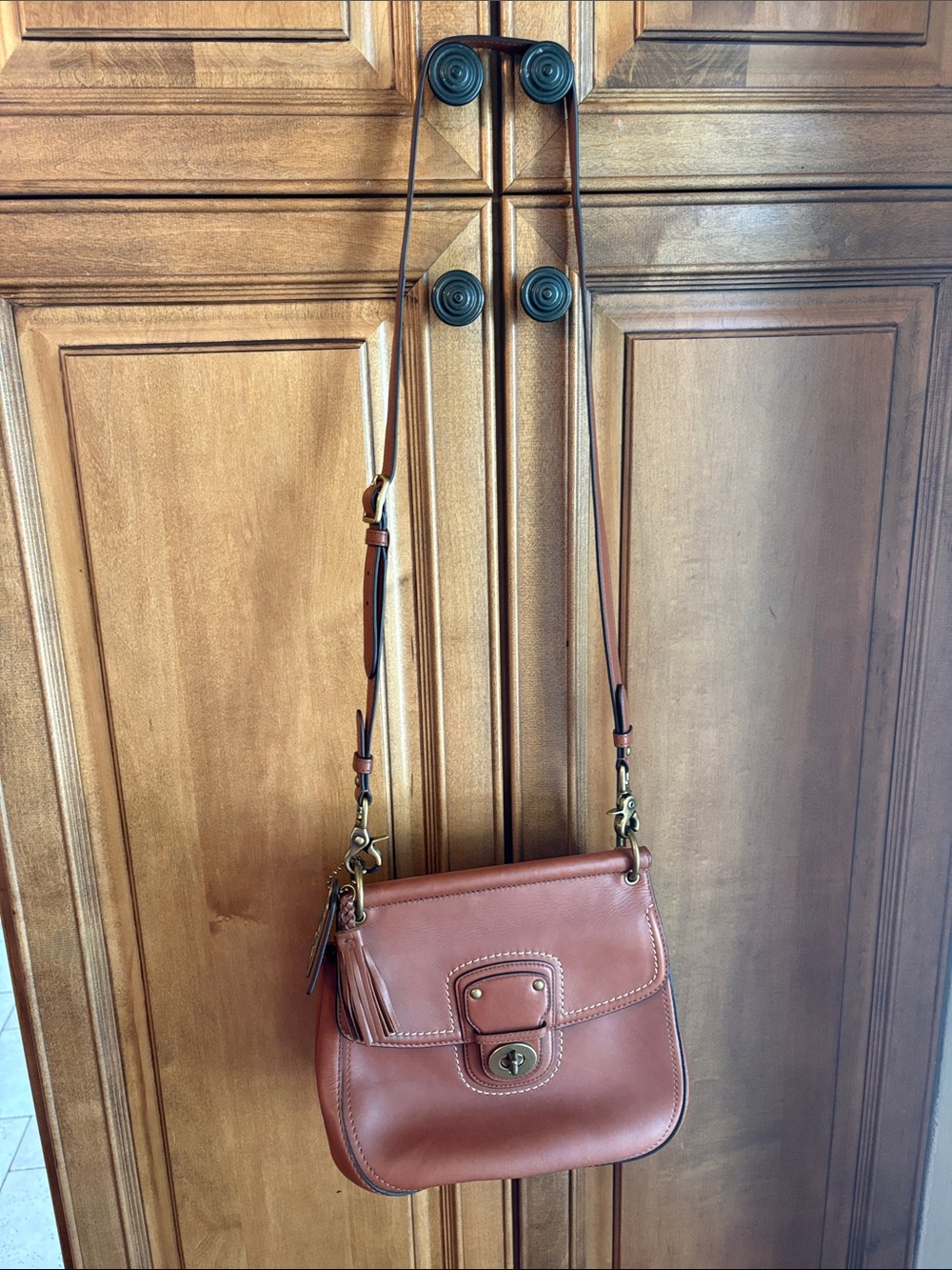 Coach 70th Anniversary Willis Handbag Crossbody Saddle Bag in Cognac Brown